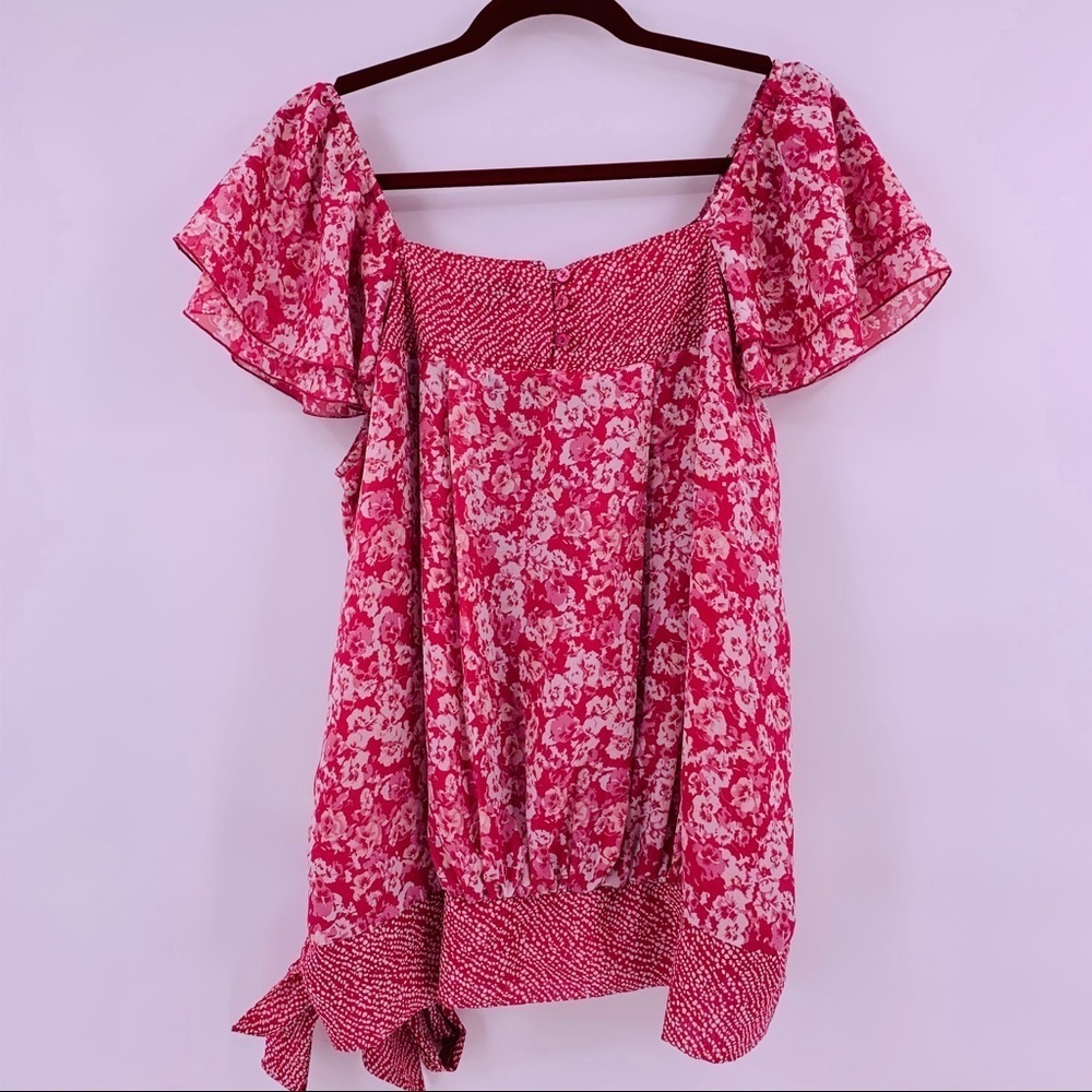 APT 9 Pink Chiffon Off The Shoulder Floral Top - Picture 6 of 8